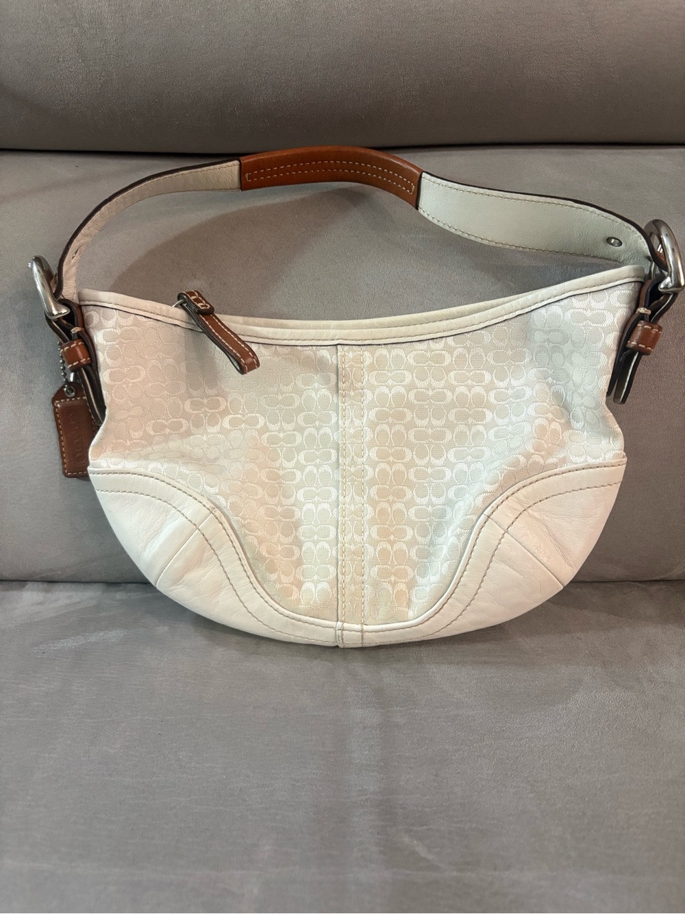 Vintage Coach White Mini Signature SoHo Shoulder Bag